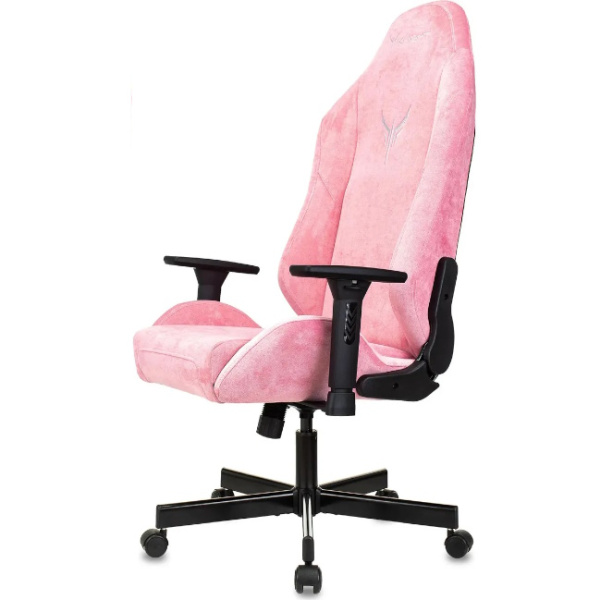 Кресло игровое Knight N1 Fabric розовый Velvet 36 (ткань, 150кг, крестовина металл, колесики полиуретан, подголовник, поддержка поясницы)