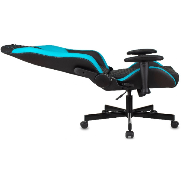 Кресло игровое Knight Neon черный/голубой соты (экокожа, 150кг, крестовина металл, колесики полиуретан, подголовник, поддержка поясницы)