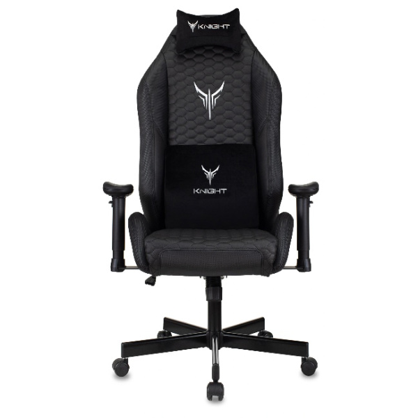 Кресло игровое Knight Neon черный соты (экокожа, 150кг, крестовина металл, колесики полиуретан, подголовник, поддержка поясницы)